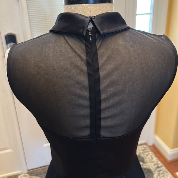 Jill Jill Stuart - Back Zip Mesh Trim Collared A Line Dress Black Size 4 - Picture 3 of 6